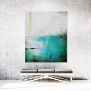 obraz olejny - Turkus i Biel II