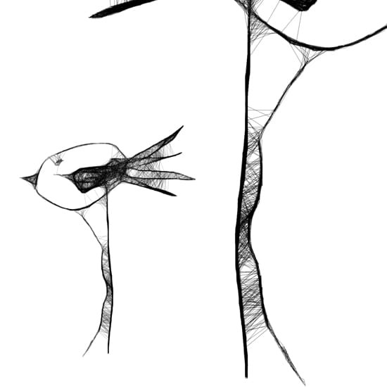 Autorska dziecięca grafika nr 18 szalone ptaszki, detal