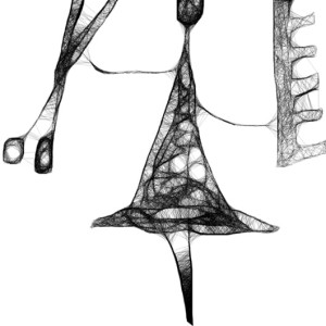 Autorska zabawna grafika nr 100 - szalone nożyczki, detal