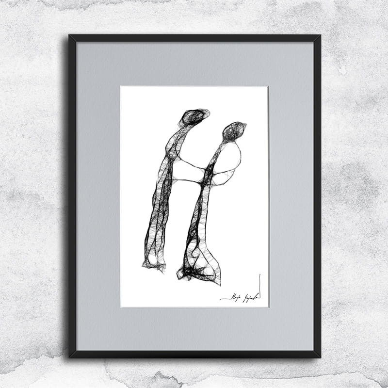 Autorska czarnobiała grafika nr 58 - para