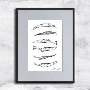 Autorska minimalistyczna grafika nr 27 - Ryby