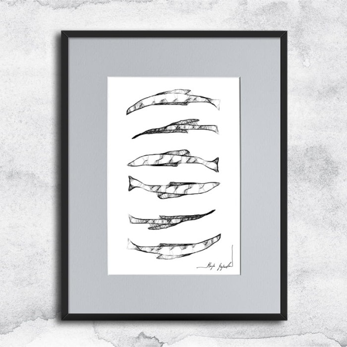 Autorska minimalistyczna grafika nr 27 - Ryby