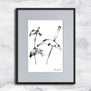 Autorska minimalistyczna grafika nr 13 - Ryby