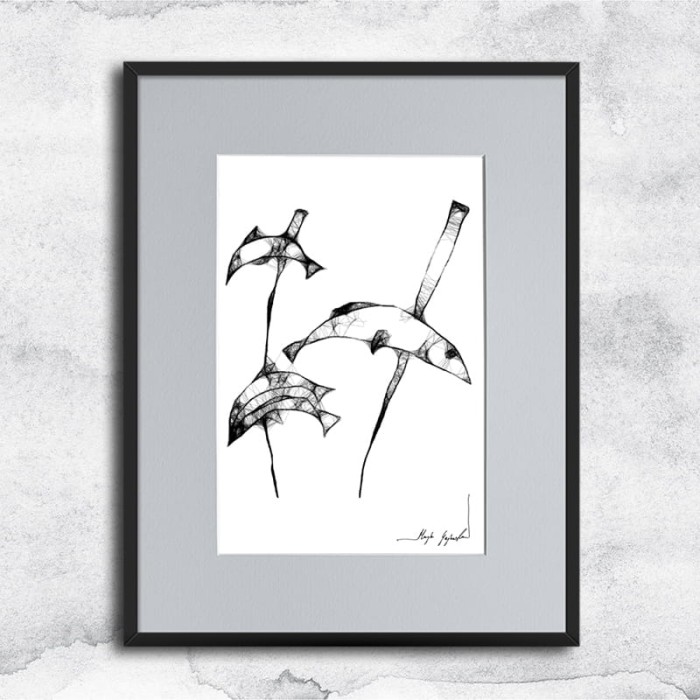 Autorska minimalistyczna grafika nr 13 - Ryby