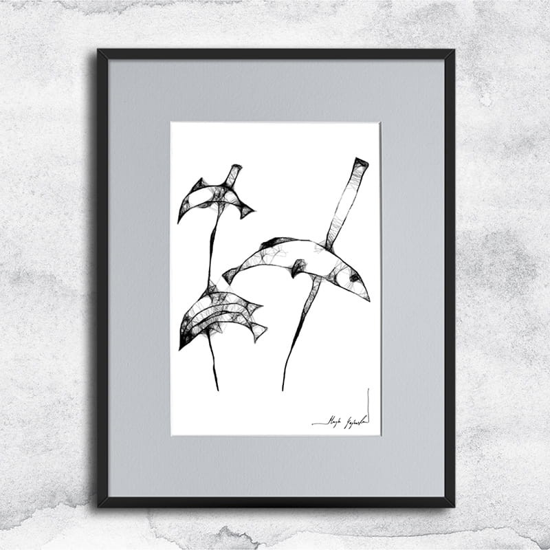 Autorska minimalistyczna grafika nr 13 - Ryby