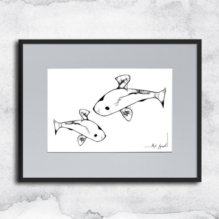 Autorska minimalistyczna grafika nr 11 - Ryby