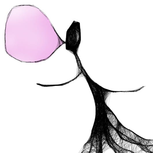 Autorska minimalistyczna grafika nr 119 guma balonowa, detal