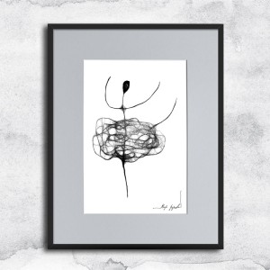 kobieca grafika nr 89 - tancerka, oprawiona w czarną, aluminową ramę i grafitowe passe partout