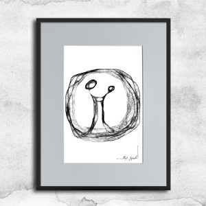 minimalistyczna grafika nr 78 - para, oprawiona w czarną, aluminową ramę i grafitowe passe partout