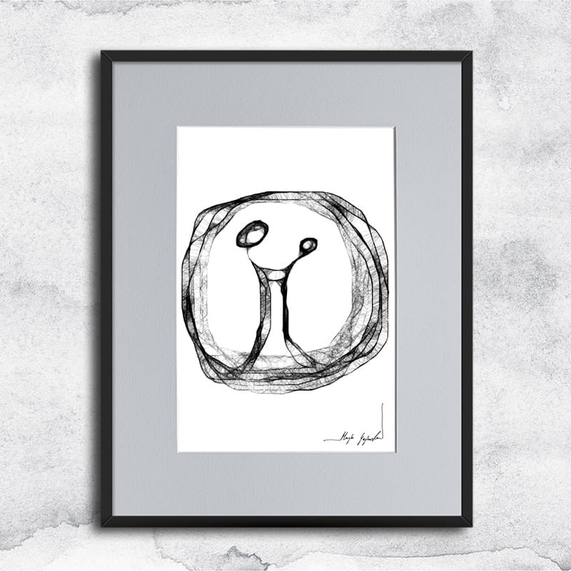 minimalistyczna grafika nr 78 - para, oprawiona w czarną, aluminową ramę i grafitowe passe partout