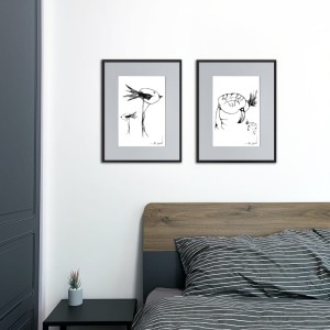 Autorska dziecięca grafika nr 18 szalone ptaszki, do pokoju dziecka lub na prezent