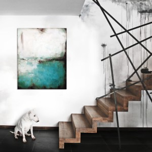 obraz olejny - Turkus i biel IX