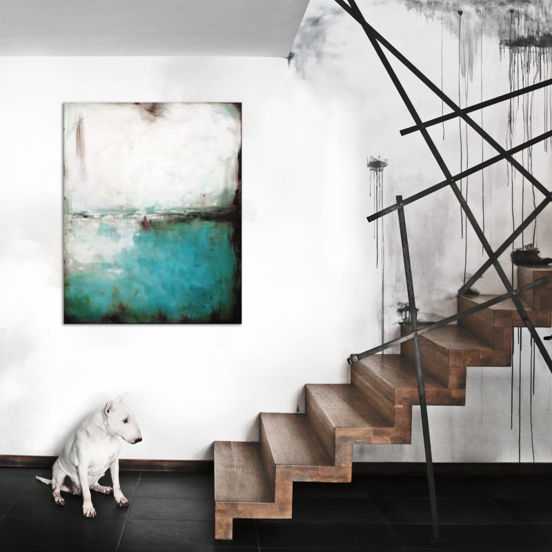 obraz olejny - Turkus i biel IX