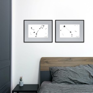 Autorska grafika nr 153 - Ryby - na ścianie w sypialni