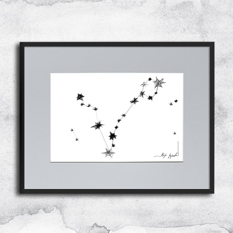 Autorska czarnobiała grafika nr 153 - Ryby