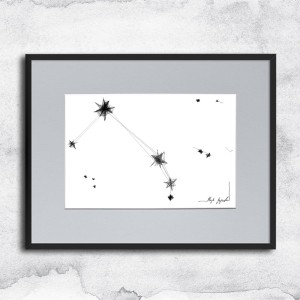 Autorska czarnobiała grafika nr 154 - Baran