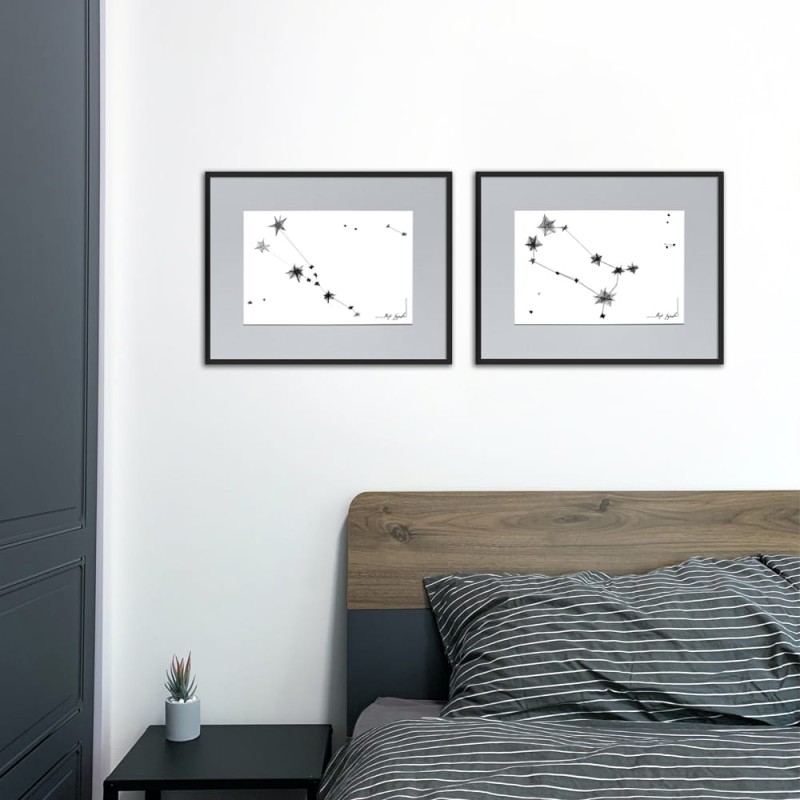 Autorska grafika nr 156 - Bliźnięta - wizualizacja w sypialni