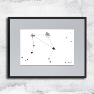 Autorska grafika nr 160 - Waga - czarnobiała grafika ze znakami zodiaku
