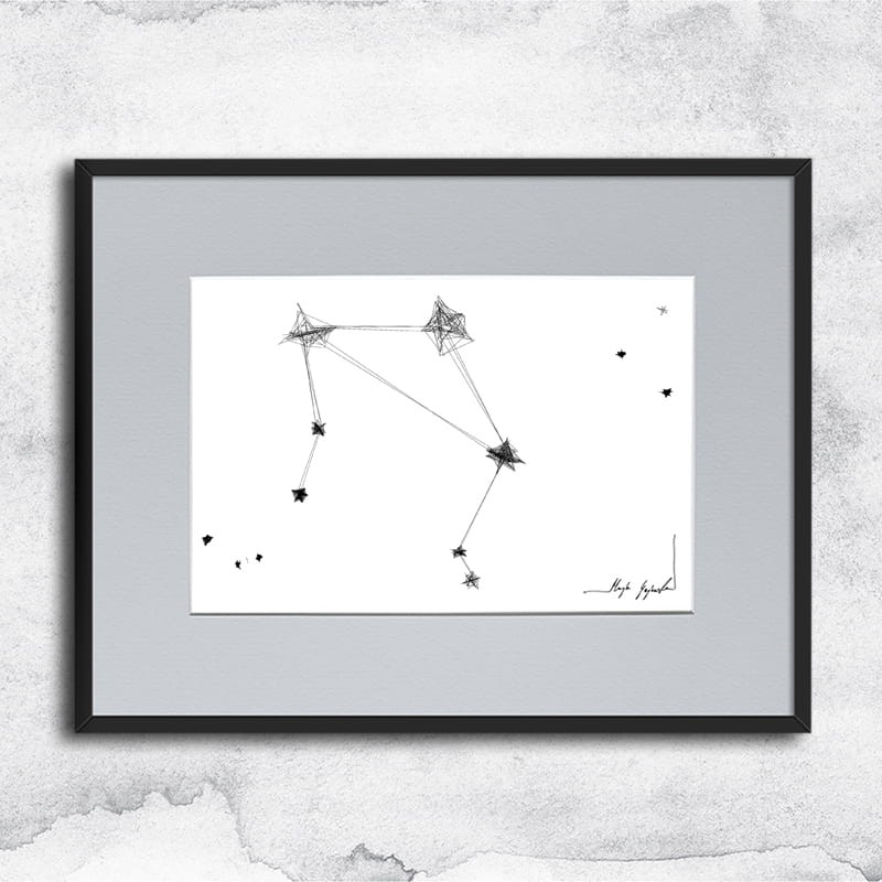 Autorska grafika nr 160 - Waga - czarnobiała grafika ze znakami zodiaku