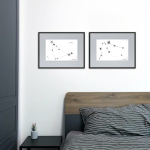 Autorska grafika nr 163 - Koziorożec - minimalistyczny design w sypialni