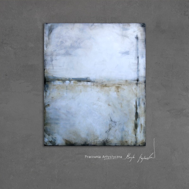 obraz olejny - Biel i siena VI