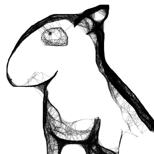 Autorska grafika nr 109 - Bulterier, detal