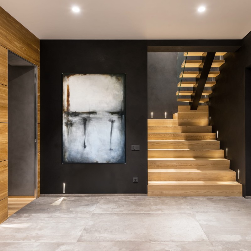 obraz olejny - Stalowy z bielą I