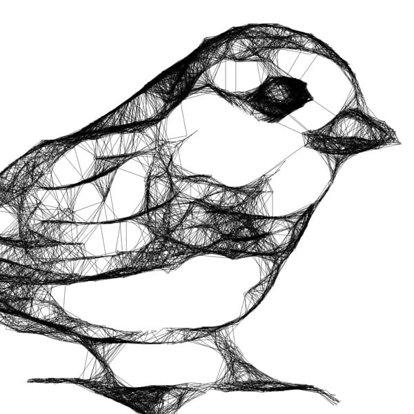 Autorska grafika nr 1 - wróbel - detal