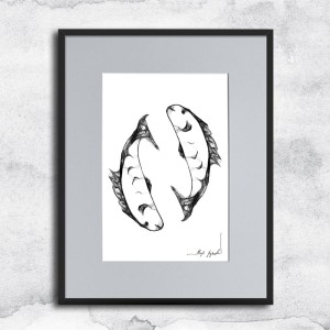 Autorska grafika nr 4 - Ryby - MajaGajewska.pl