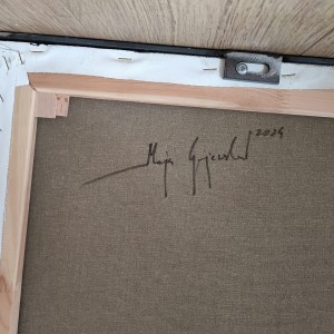 obraz olejny - Stalowy z bielą I