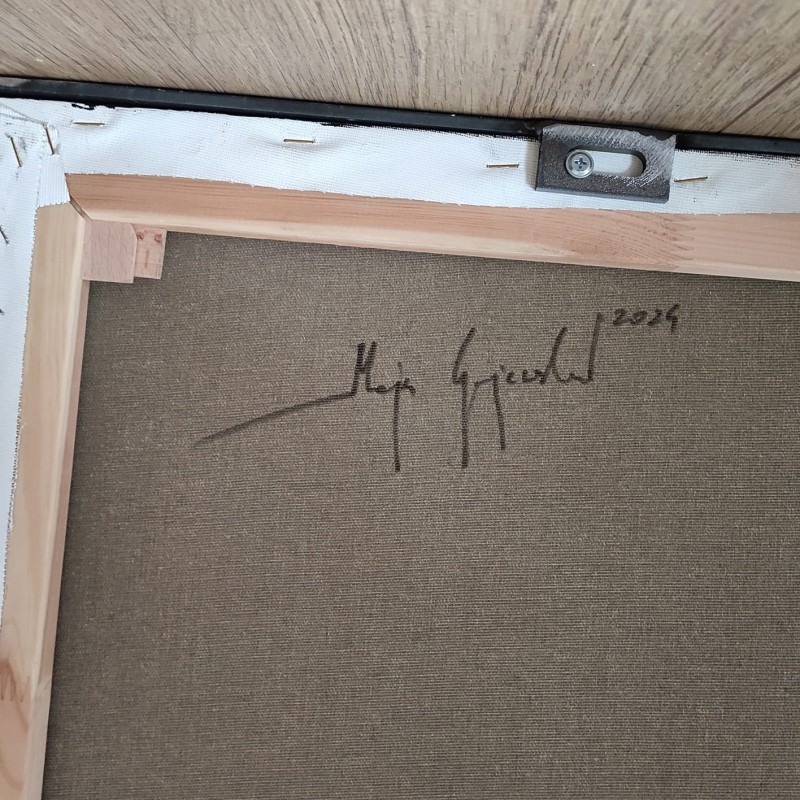 obraz olejny - Stalowy z bielą I