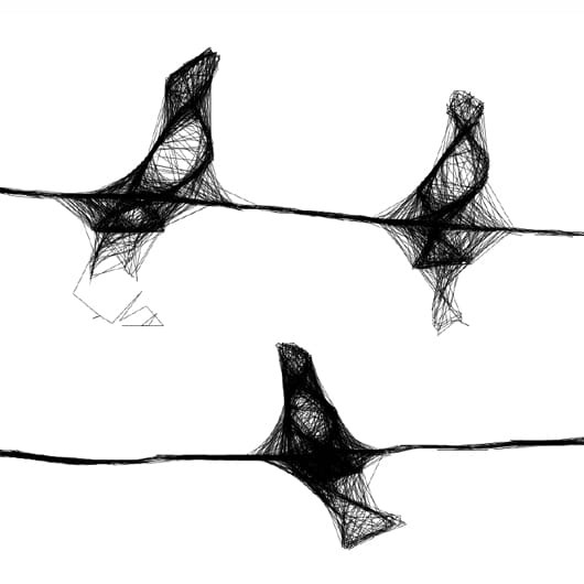 Autorska grafika nr 6 - ptaki, detal