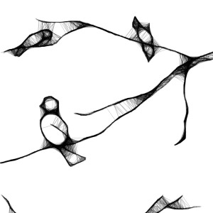 Autorska grafika nr 24 - ptaki - detal