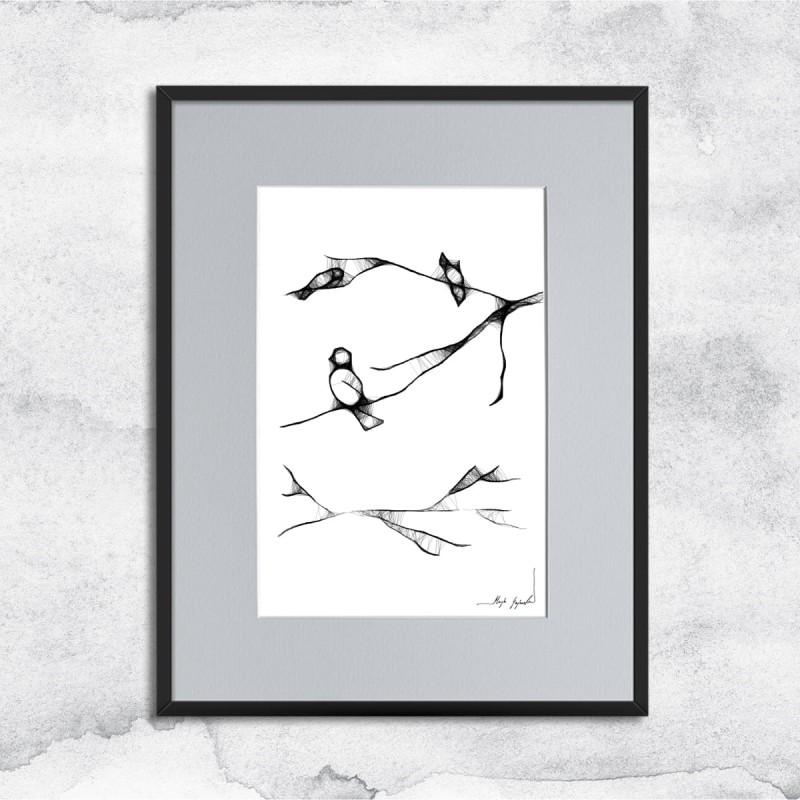 Autorska grafika nr 24 - ptaki - MajaGajewska.pl