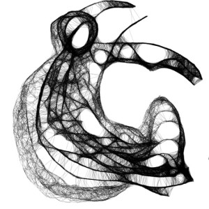 Autorska czarnobiała grafika - chabry nr 32, detal