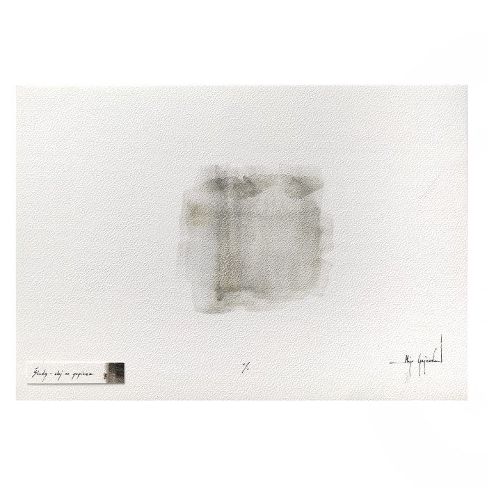 Obraz olejny w sepii na papierze oprawiony w białe passe partout