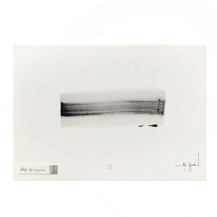 Obraz olejny w sepii na papierze oprawiony w białe passe partout