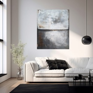 Wizualizacja w pomieszczeniu obrazu olejnego Grafit i umbra I.