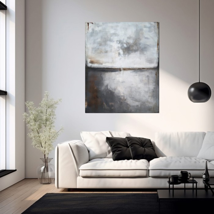 Wizualizacja w pomieszczeniu obrazu olejnego Grafit i umbra I.