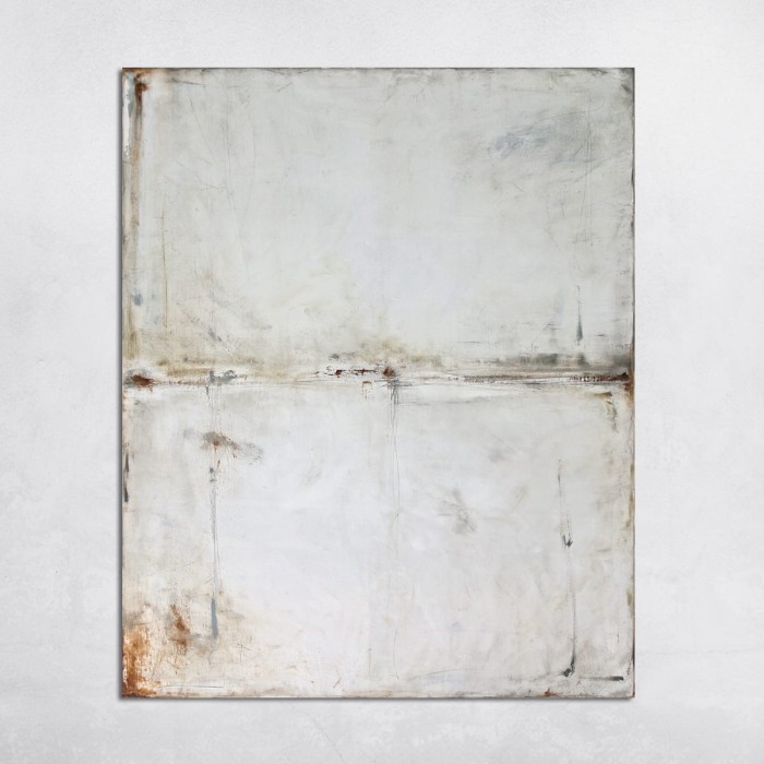 obraz olejny - Biel i beż II, format 110x90cm, oprawiony w metalową ramę, dostępny