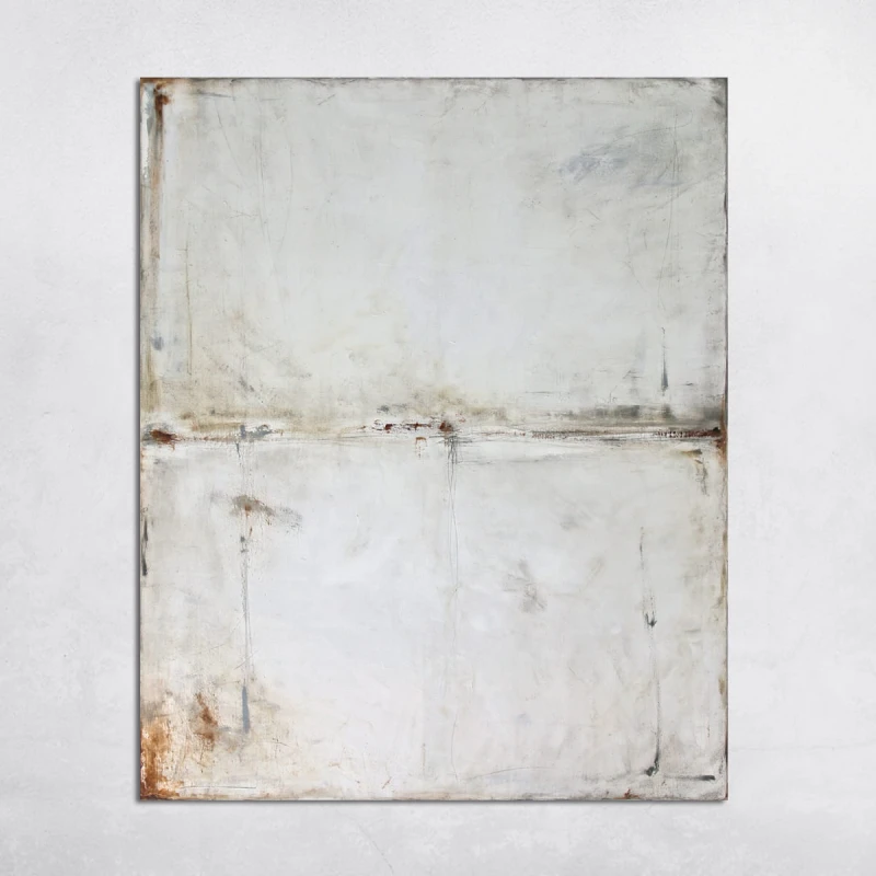 obraz olejny - Biel i beż II, format 110x90cm, oprawiony w metalową ramę, dostępny