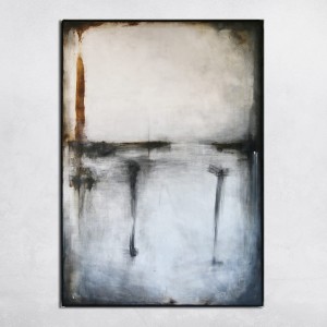 obraz olejny - Stalowy z bielą I, format 170x120cm, dostępny