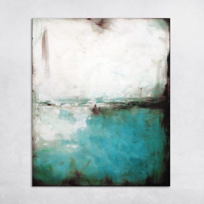 obraz olejny - Turkus i biel IX, na zamówienie