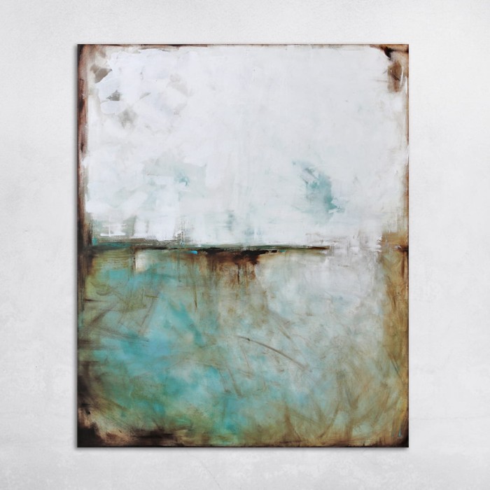 obraz olejny - Turkus, kasztan i biel I, na zamówienie