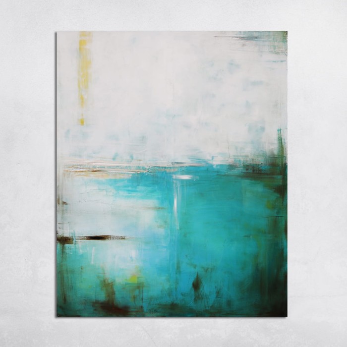 obraz olejny - Turkus i Biel II, na zamówienie