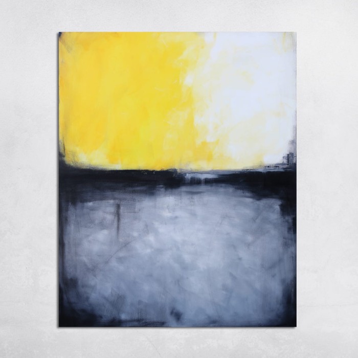 obraz olejny - Żółty i grafit I, na zamówienie