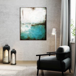 obraz olejny - Turkus i biel IX, na zamówienie