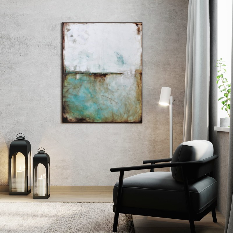 obraz olejny - Turkus i biel IX, na zamówienie