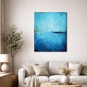 obraz olejny Błękit XII doskonale pasuje do salonu lub sypialni