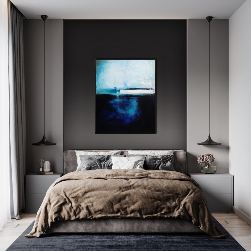 granatowy obraz do sypialni